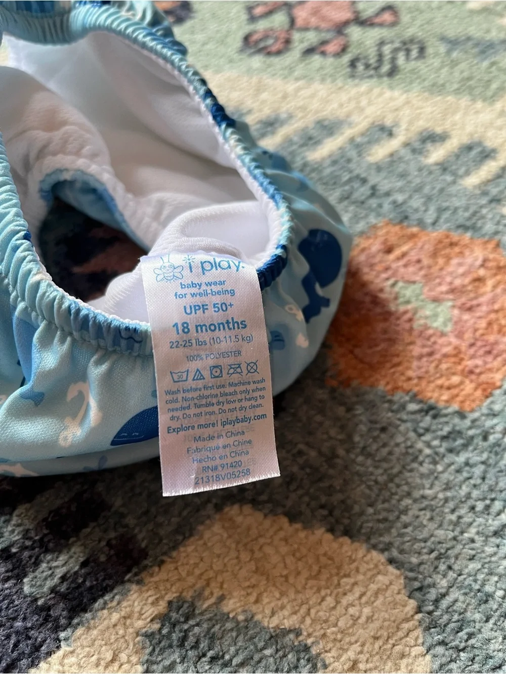 18mo iPlay Swim Diaper in Light Blue Whale Print